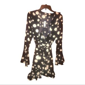 (69). Nasty Gal Collection Black White Polka Dot Dress NWT